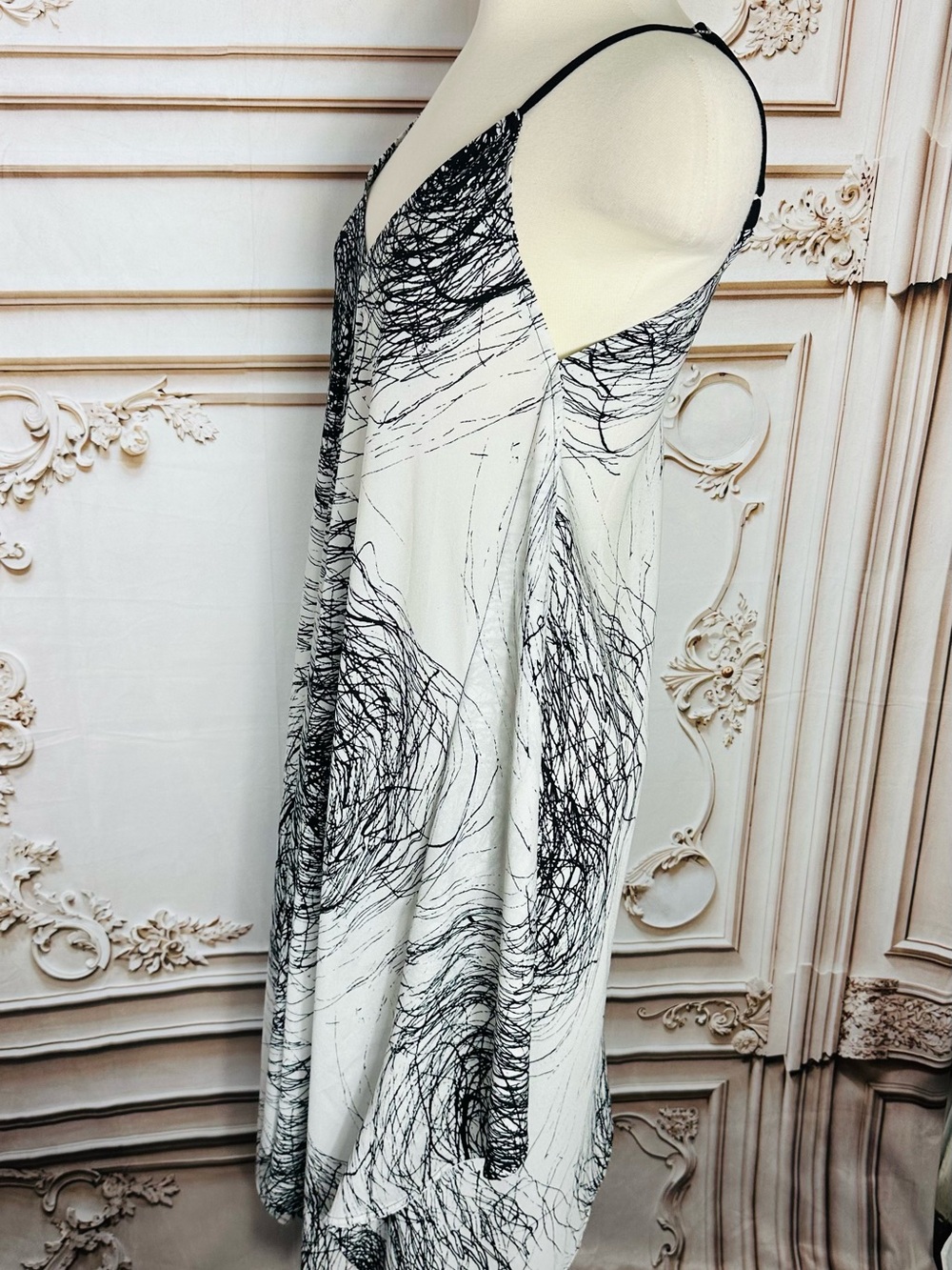 lovestitch Black and White Asymmetrical Handkerchief-Hem Sundress - Picture 6 of 16